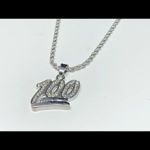 Iced Out Silver Plated 24" Fashion Pendant